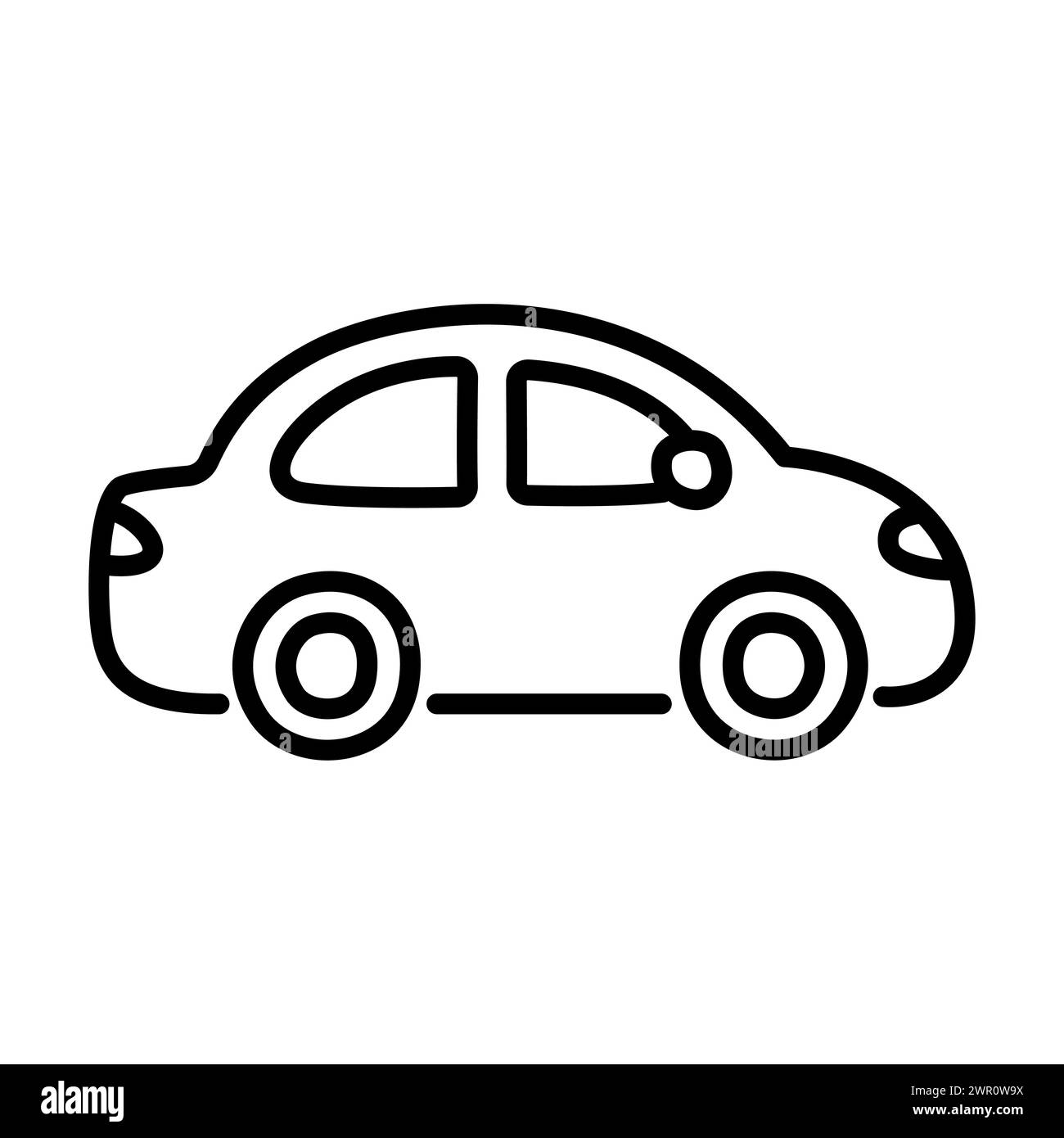 Petite icône de ligne de voiture de ville de berline dans le style de doodle dessiné à la main de dessin animé mignon. Illustration clip art vectorielle. Illustration de Vecteur