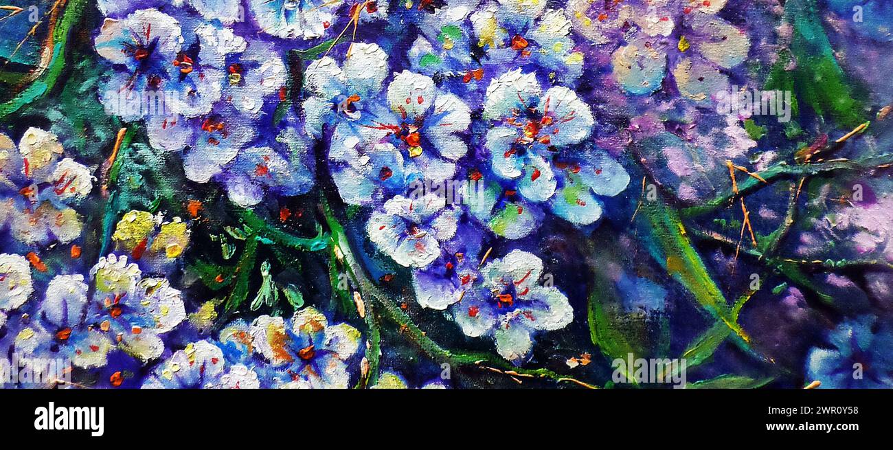 Arrière-plans pour la conception Art peinture à l'huile fleur Banque D'Images