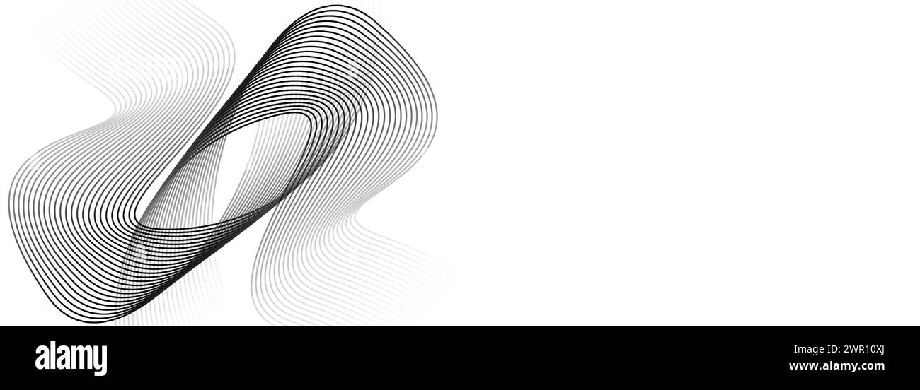 fond de bannière abstrait noir avec des lignes de cercle géométrique. Motif de lignes brillantes dégradé gris foncé moderne et fond web de technologie futuriste Illustration de Vecteur