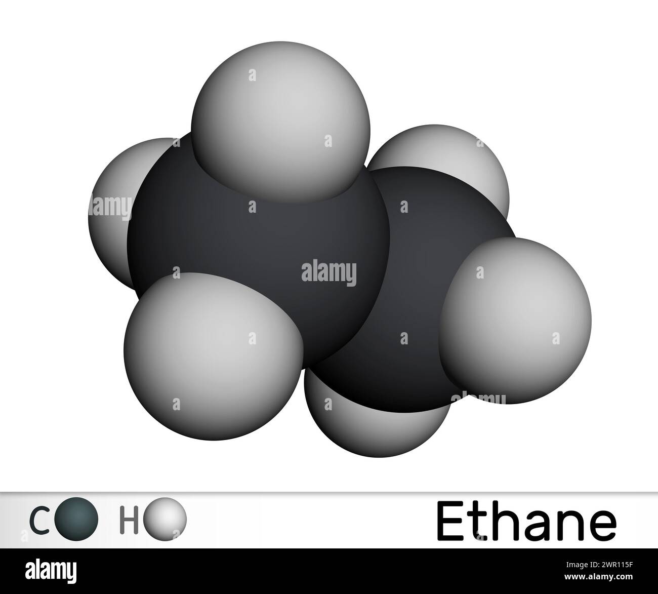 Molécule d'éthane C2H6. Modèle moléculaire. Rendu 3D. Illustration Banque D'Images