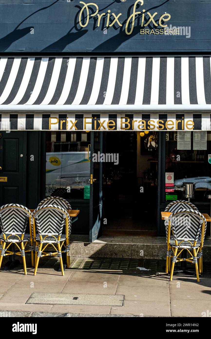Soho, Londres UK, 08 mars 2024, Prix fixe Brasserie Restaurant Français Dean Street Soho avec No People Banque D'Images