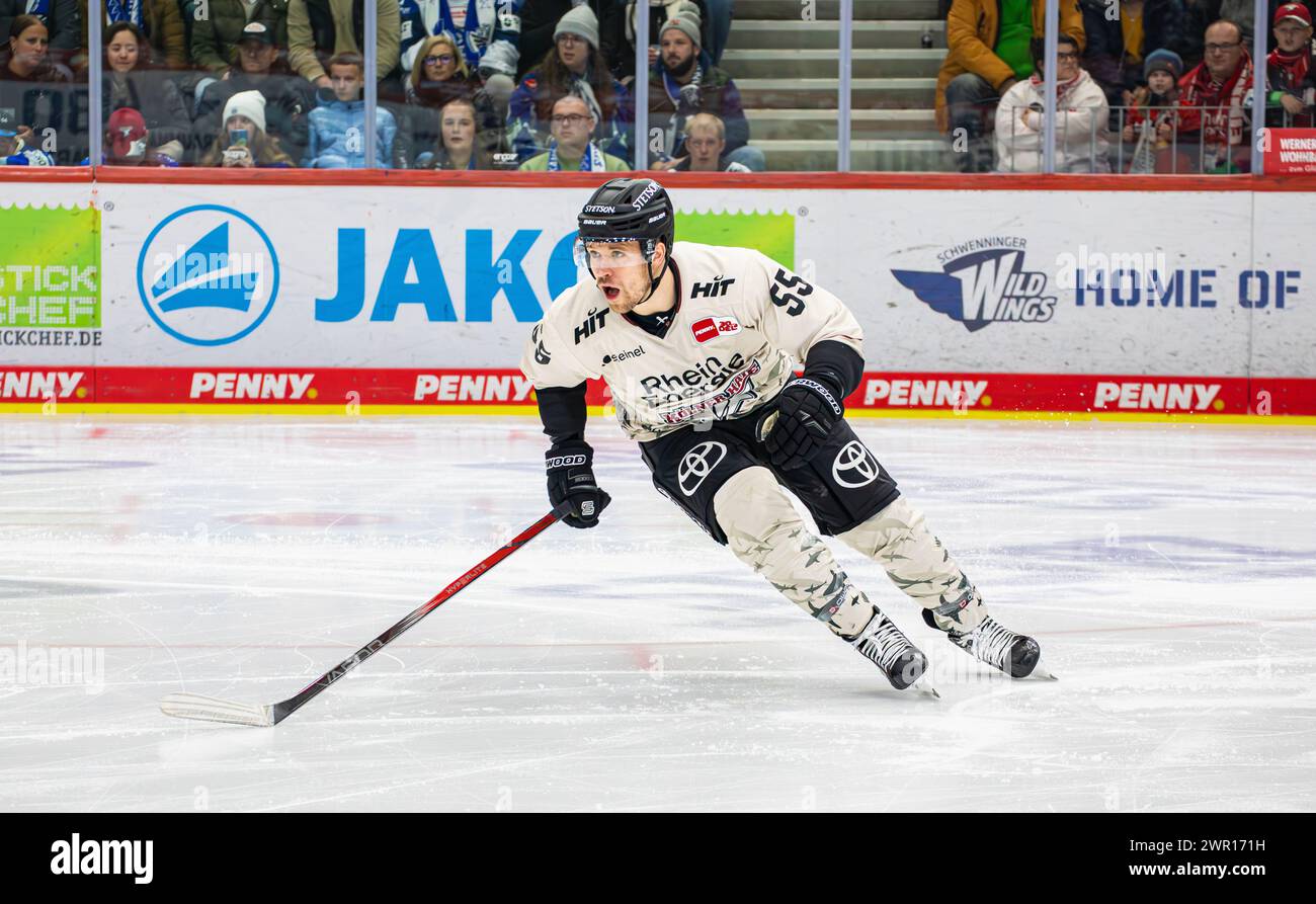 #55 carter Proft, Stürmer Kölner haie. (Villingen-Schwenningen, Allemagne, 05.11.2023) Banque D'Images