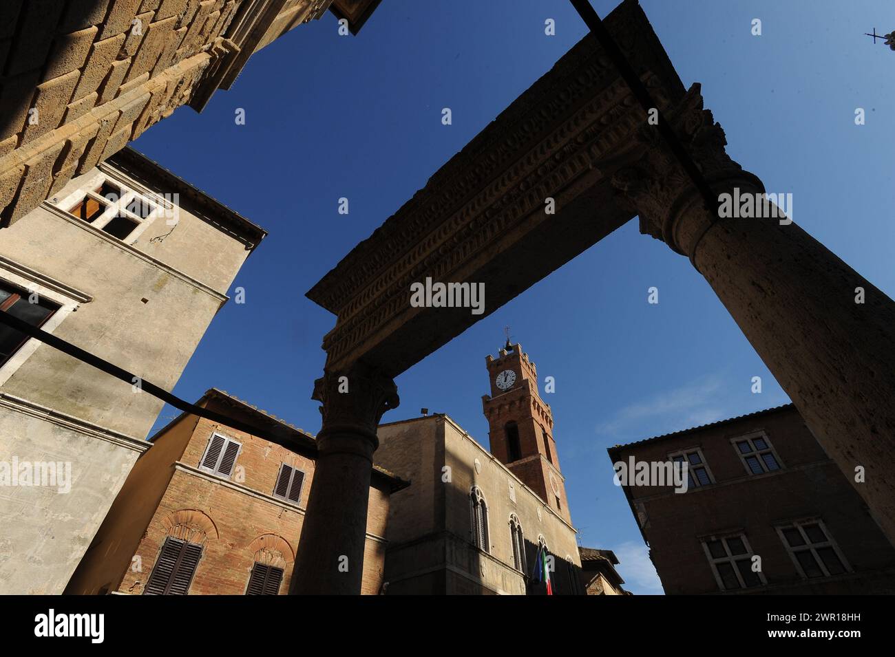 Pienza in provincia di Siena, piccolo Borgo rinascimentale della Toscana famoso nel cuore della Val d'Orcia Banque D'Images