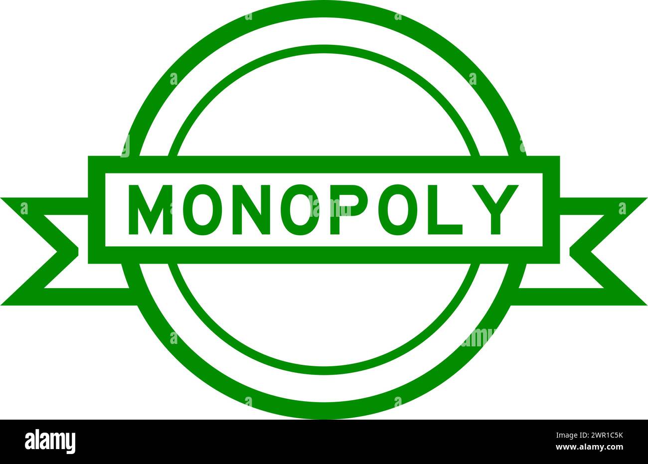 Bannière d'étiquette ronde de couleur verte vintage avec le mot Monopoly sur fond blanc Illustration de Vecteur