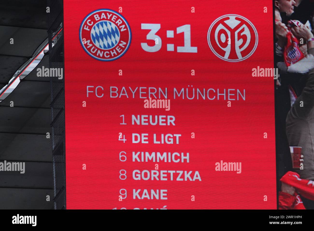 MUNICH, Allemagne - 9. MARS 2024 : 25 Thomas MUELLER, Müller, 9 Harry KANE, lors du match de Bundesliga Football entre le FC Bayern Muenchen et le FSV MAINZ 05 à l'Allianz Arena de Munich le 9. Mars 2024, Allemagne. DFL, Fussball, 8:1, (photo et copyright @ ATP images / Arthur THILL (THILL Arthur / ATP / SPP) Banque D'Images