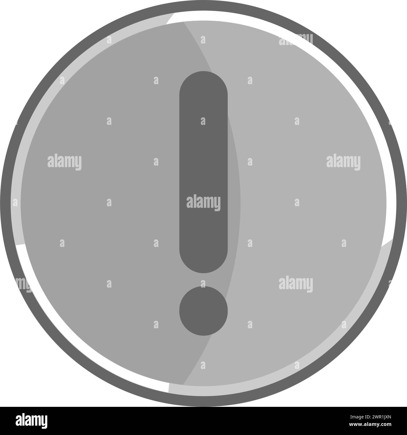 Icône d'exclamation métallique. Icône attention grise. Illustration de Vecteur