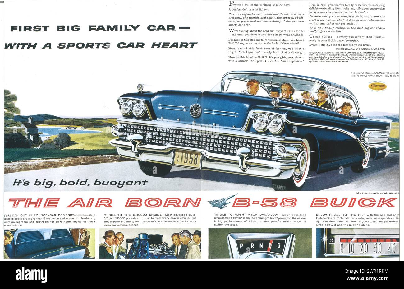 Publicité imprimée Century 2 portes 1958 de Buick. Le B-58 Buick, né à l'air Banque D'Images