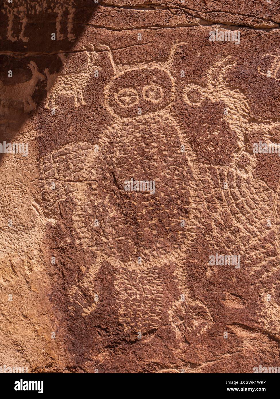 Owl Panel, Nine Mile Canyon, Carbon County, Utah. Banque D'Images