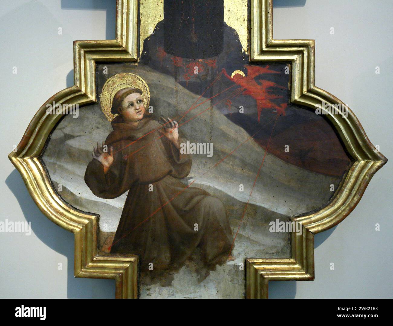 Italie Emilie Romagne Bologne - Galerie nationale d'art - Giovanni di Pietro Faloppi appelé Giovanni da Modena - détail de la croix - Saint François et stigmate Banque D'Images