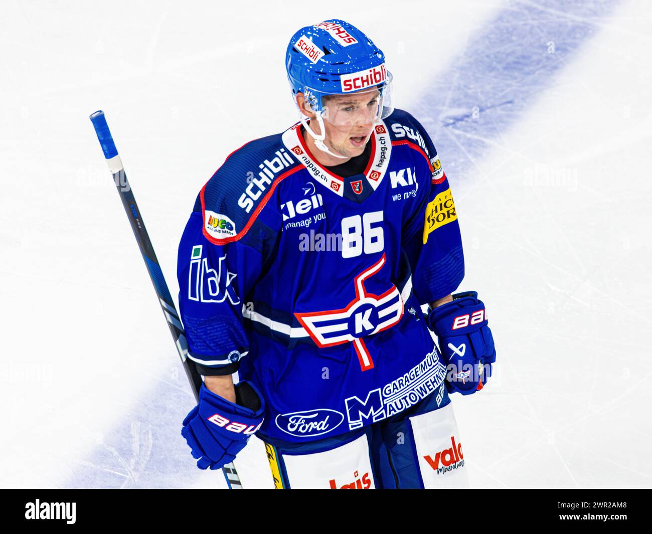 #86 Tyler Morley, Stürmer EHC Kloten. (Kloten, Schweiz, 16.09.2023) Banque D'Images