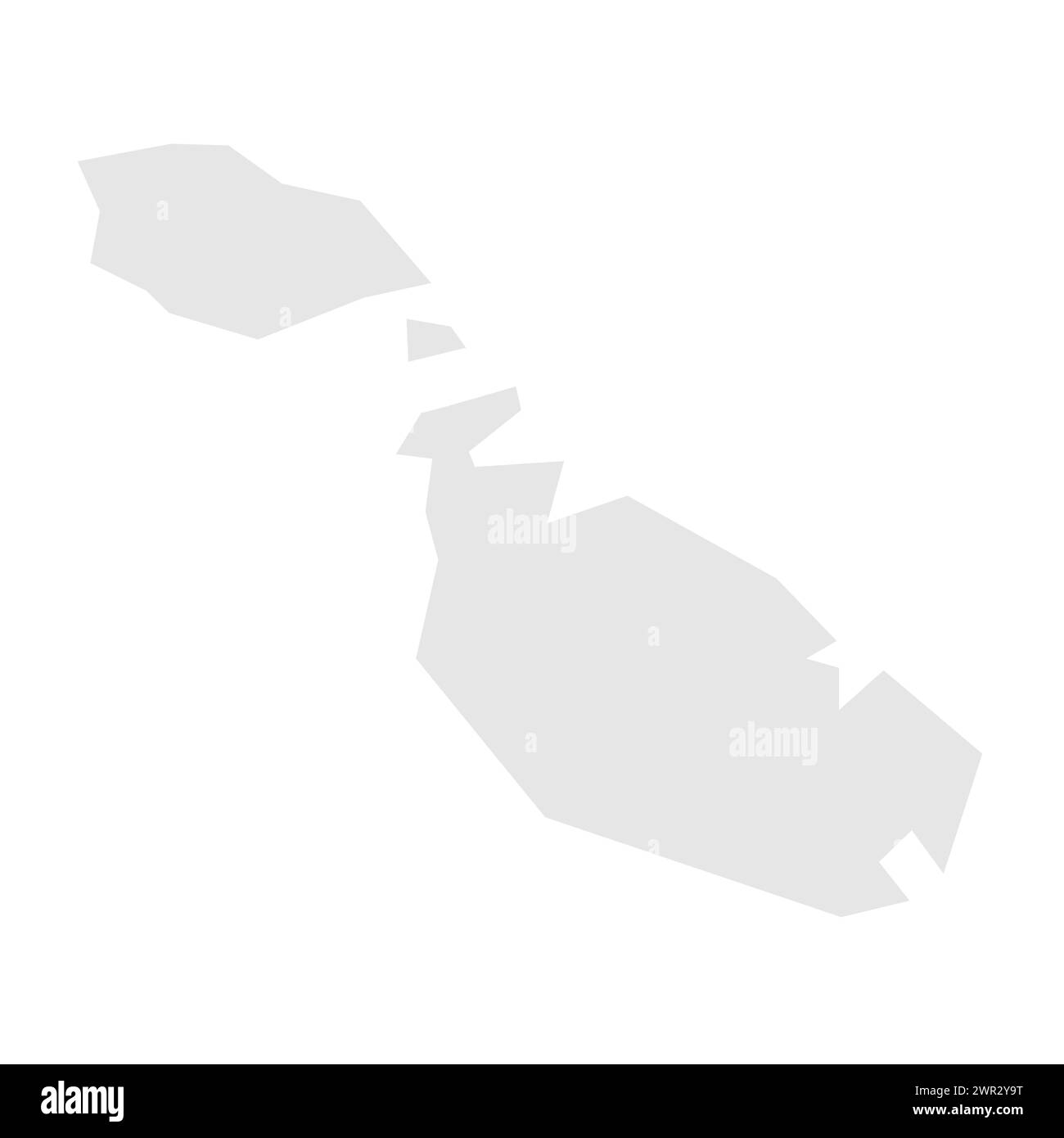 Carte simplifiée du pays de Malte. Silhouette gris clair avec des angles vifs isolés sur fond blanc. Icône vectorielle simple Illustration de Vecteur