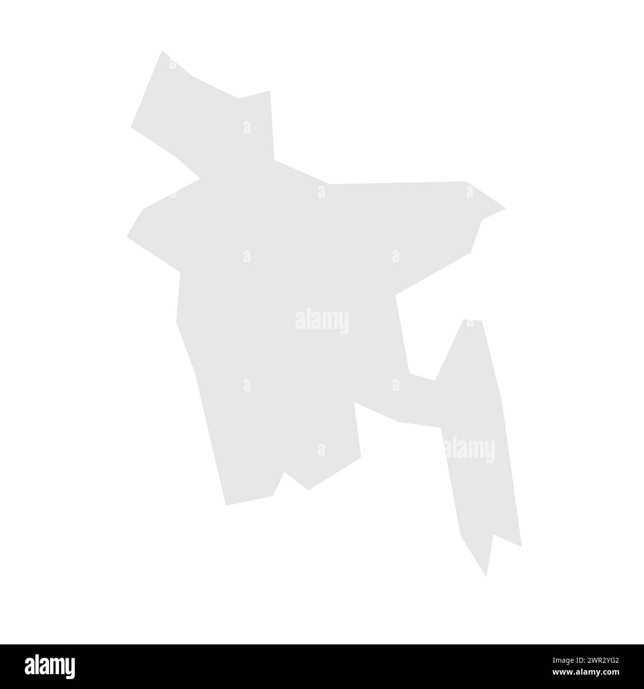 Carte simplifiée du Bangladesh. Silhouette gris clair avec des angles vifs isolés sur fond blanc. Icône vectorielle simple Illustration de Vecteur