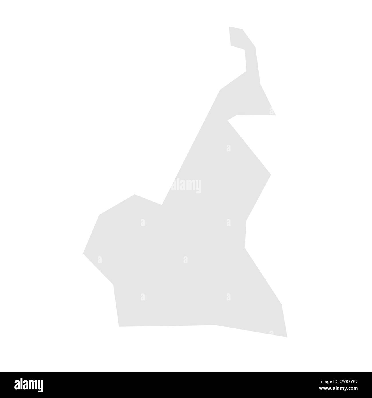 Cameroun pays carte simplifiée. Silhouette gris clair avec des angles vifs isolés sur fond blanc. Icône vectorielle simple Illustration de Vecteur