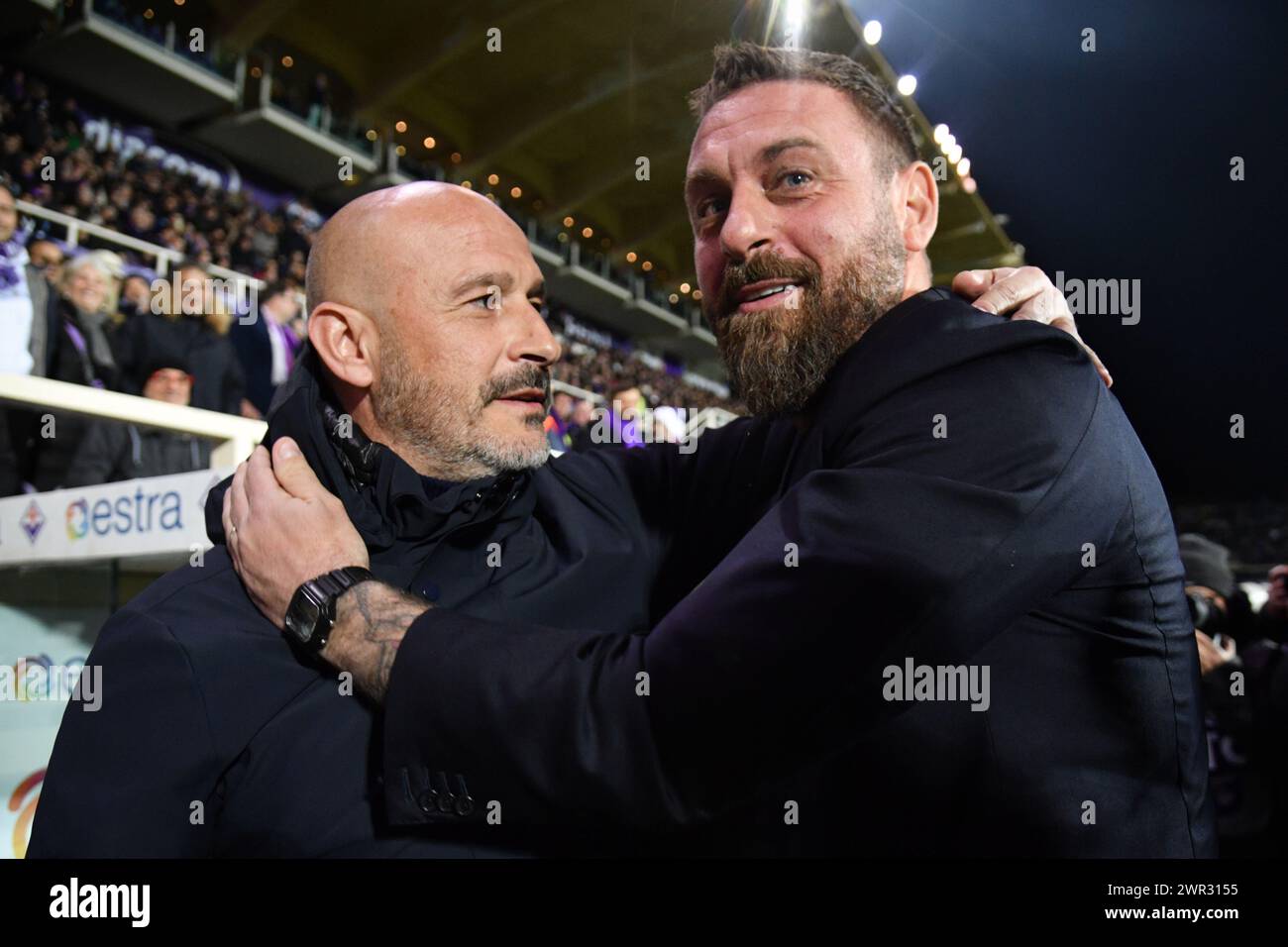 Florence, Italie. 10 mars 2024. Vincenzo Italiano (ACF Fiorentina) et Daniele de Rossi (AS Roma) lors du match Serie a Tim entre Fiorentina et Roma - Serie A TIM au stade Artemio franchi - Sport, Football - Florence, Italie - dimanche 10 mars 2024 (photo Massimo Paolone/LaPresse) crédit : LaPresse/Alamy Live News Banque D'Images