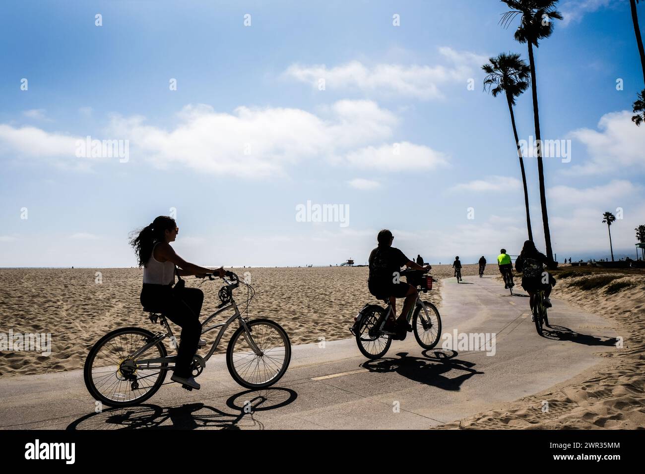 Cyclistes à Venice Beach, Californie, USA, Pacific Coast USA. Banque D'Images