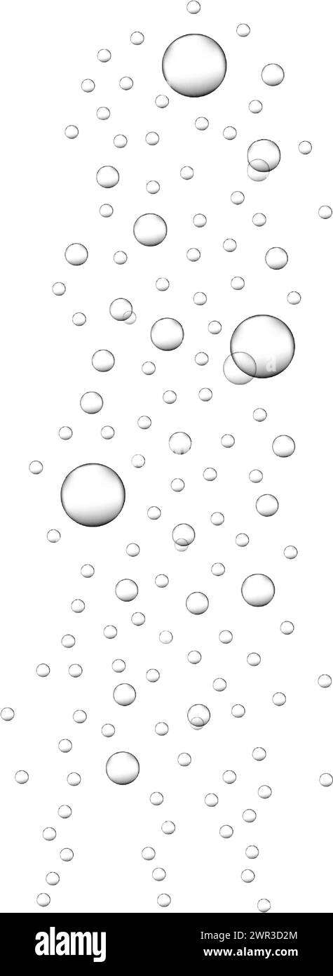 Texture gazeuse pétillante pour boisson gazeuse. Bulles d'oxygène sous l'eau. Champagne, bière, soda, cola, seltzer, ruisseau de vin mousseux. Savon, shampooing, gel mousse. Trace effervescente de pilule. Illustration réaliste vectorielle Illustration de Vecteur