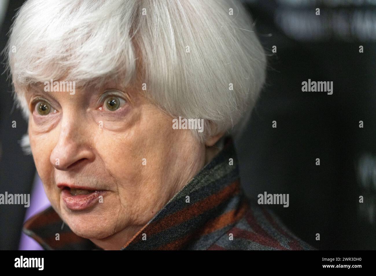 Portrait rapproché de Janet Yellen, secrétaire au Trésor des États-Unis Banque D'Images