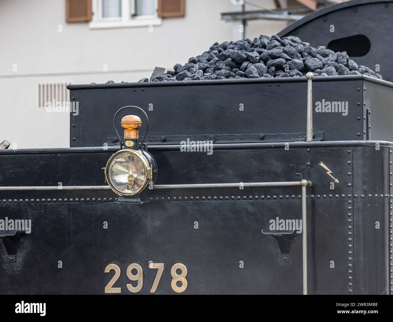 Détails der Dampflokomotive SBB C 5/6, welche zwischen 1913 und 1917 in Winterthur erbaut wurde. Seit 1968 ist die Dampflokomotive ausser Dienst. (Läu Banque D'Images