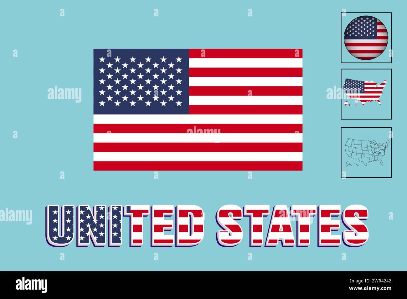 Drapeau et carte des États-Unis en illustration vectorielle Illustration de Vecteur