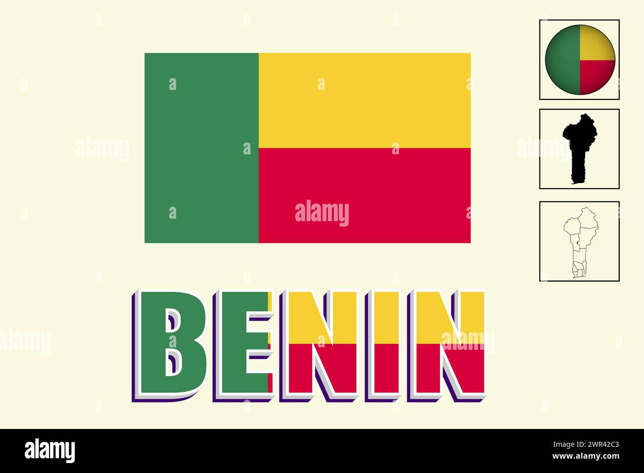 Drapeau et carte du Bénin en illustration vectorielle Illustration de Vecteur