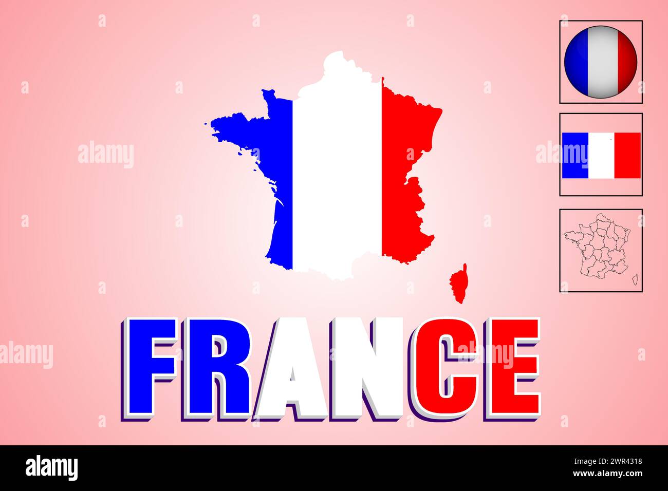 Drapeau de la France et carte en illustration vectorielle Illustration de Vecteur