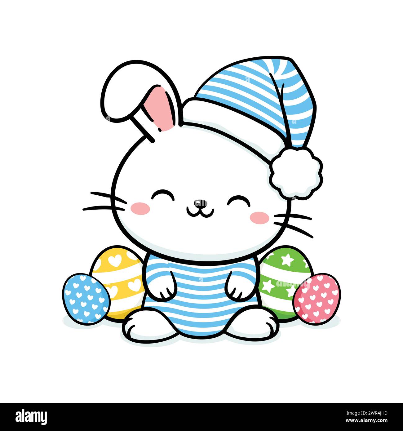 Joli lapin de Pâques en costume de couchage Illustration de Vecteur