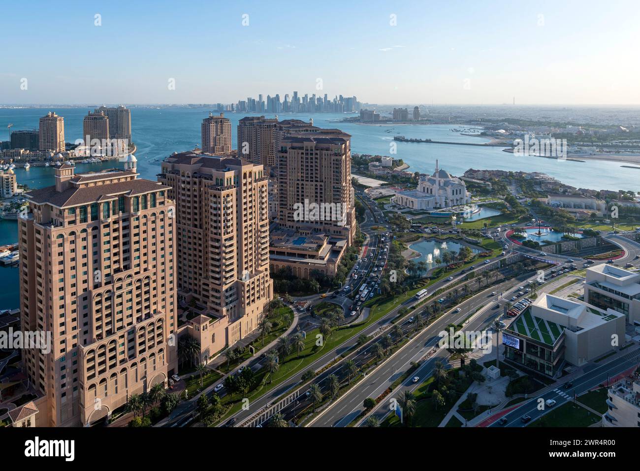 Vue aérienne de Peral Qatar Porto Arabia Doha Banque D'Images