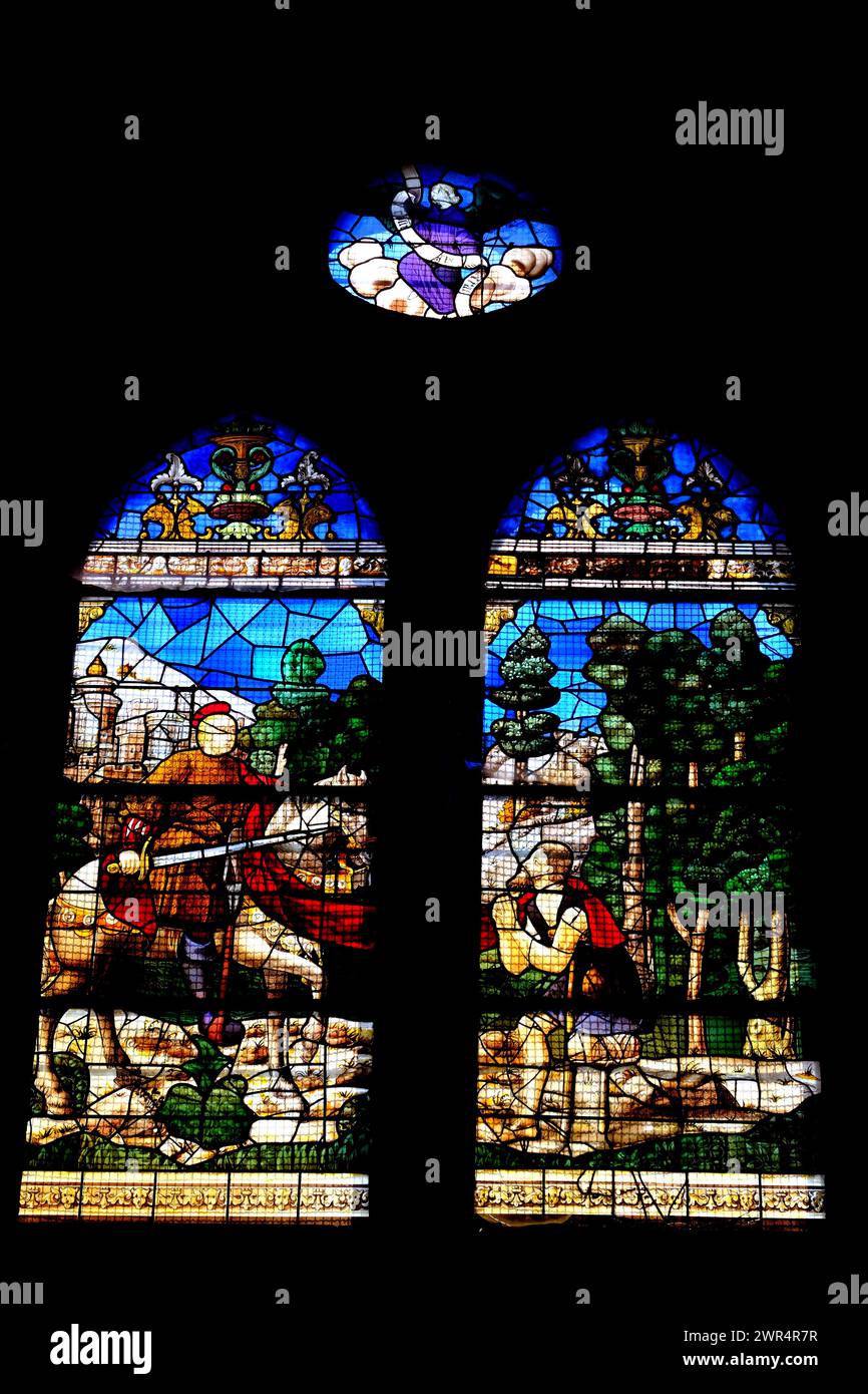 Vitrail à Eglise notre-Dame à Epernay France Banque D'Images