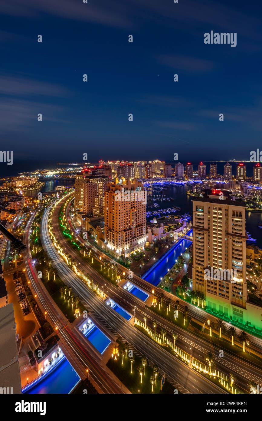 Vue aérienne de Peral Qatar Porto Arabia Doha Banque D'Images