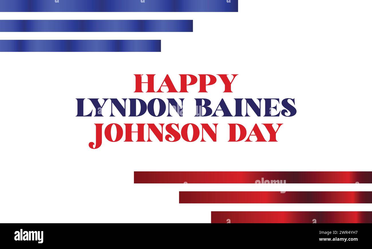 Texte de la journée joyeuse Lyndon Baines Johnson avec dessin d'illustration de drapeau des états-unis Illustration de Vecteur