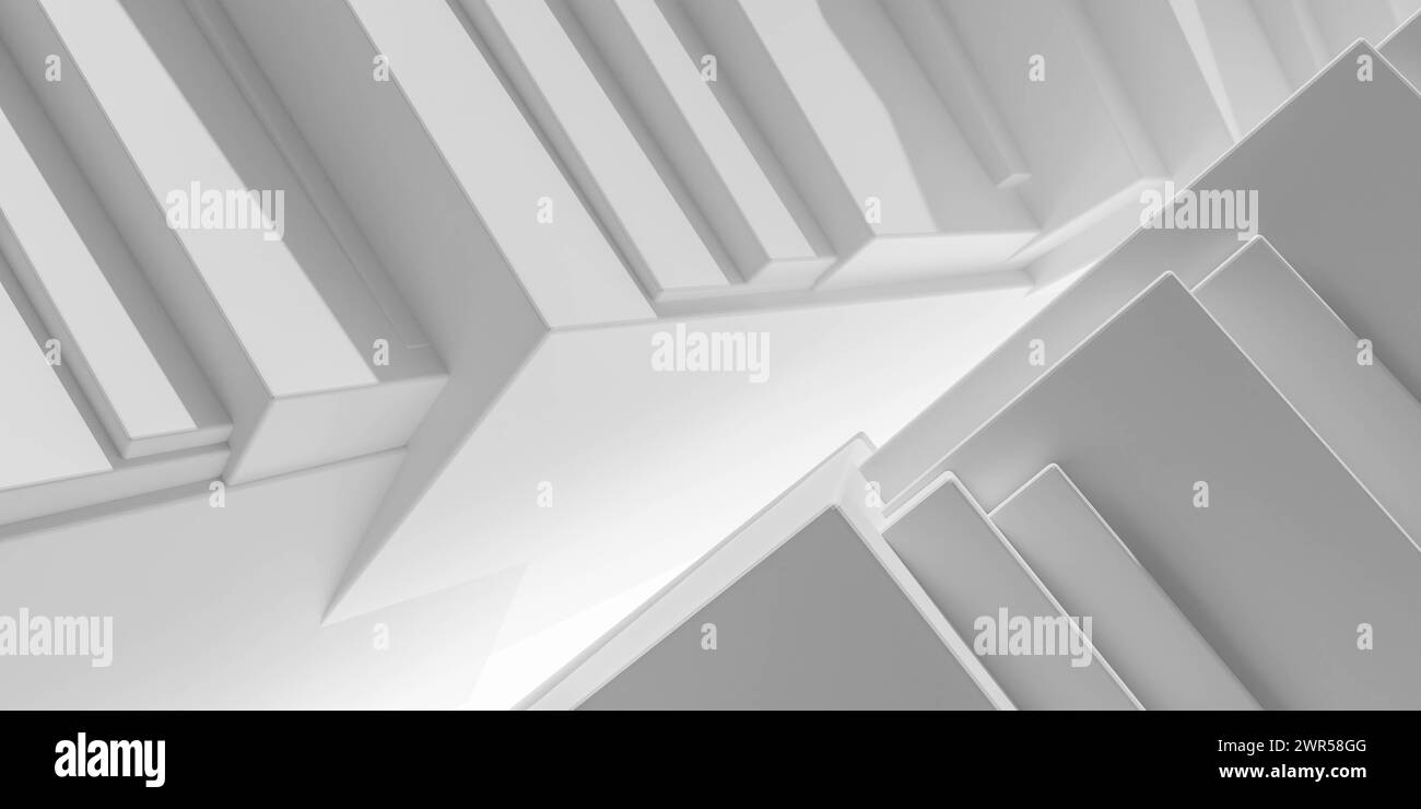 Rangée d'objets blancs illustration de conception minimaliste 3D de rendu Banque D'Images