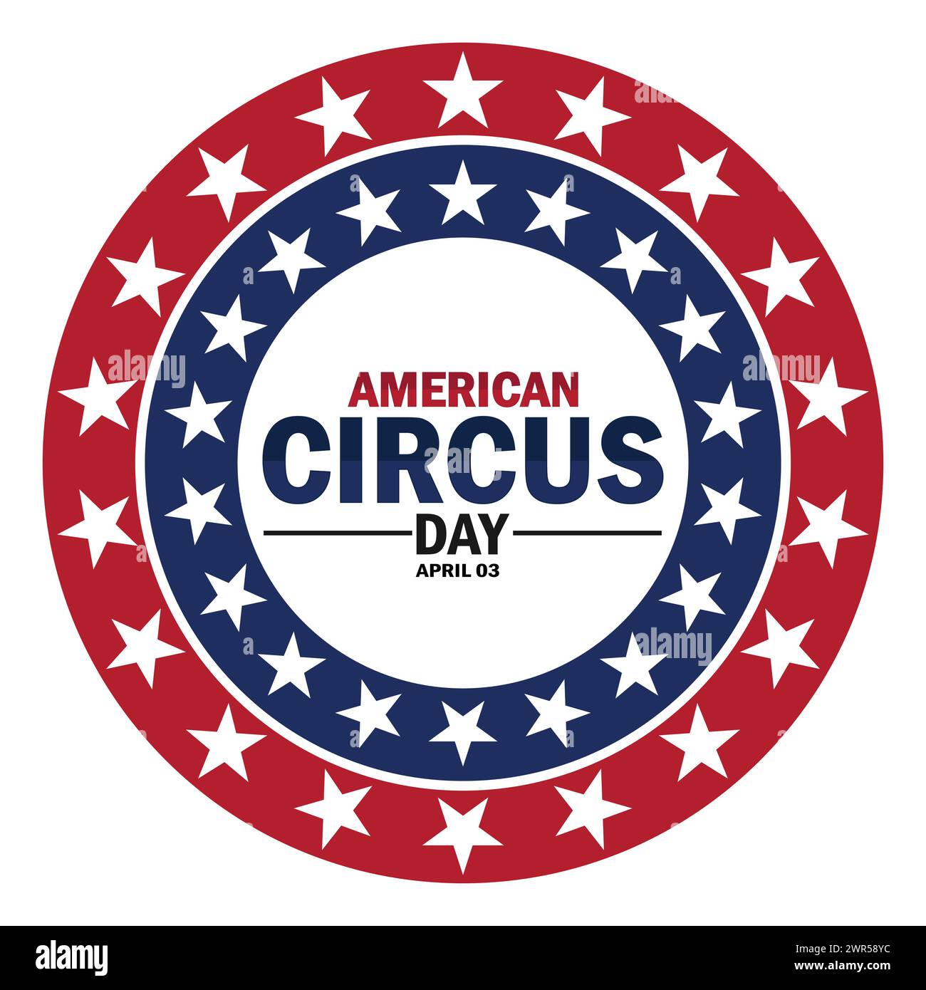 Papier peint American Circus Day avec formes et typographie. American Circus Day, fond Illustration de Vecteur