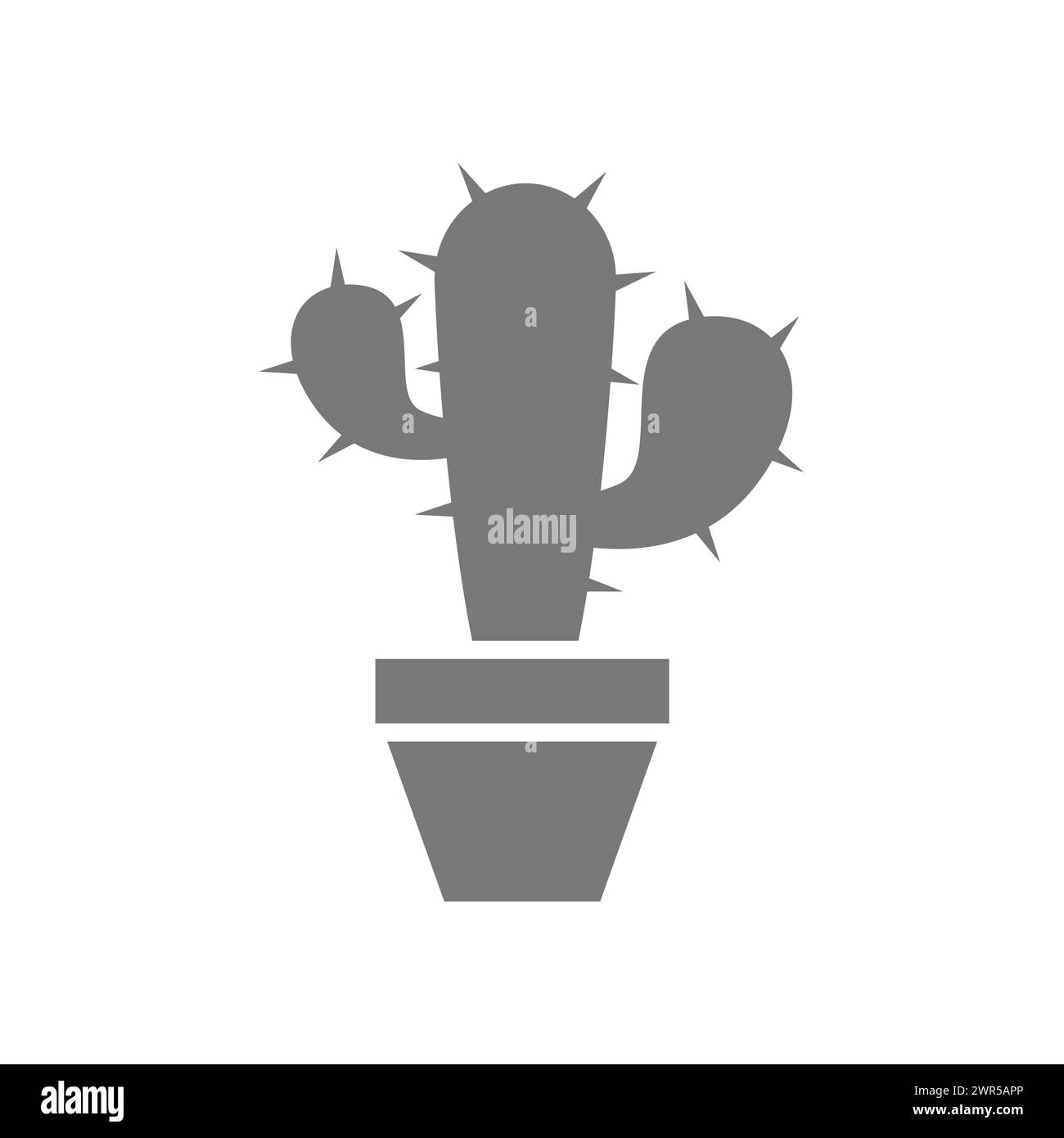 Cactus dans une icône de vecteur pot. Simple symbole de plante de maison. Illustration de Vecteur
