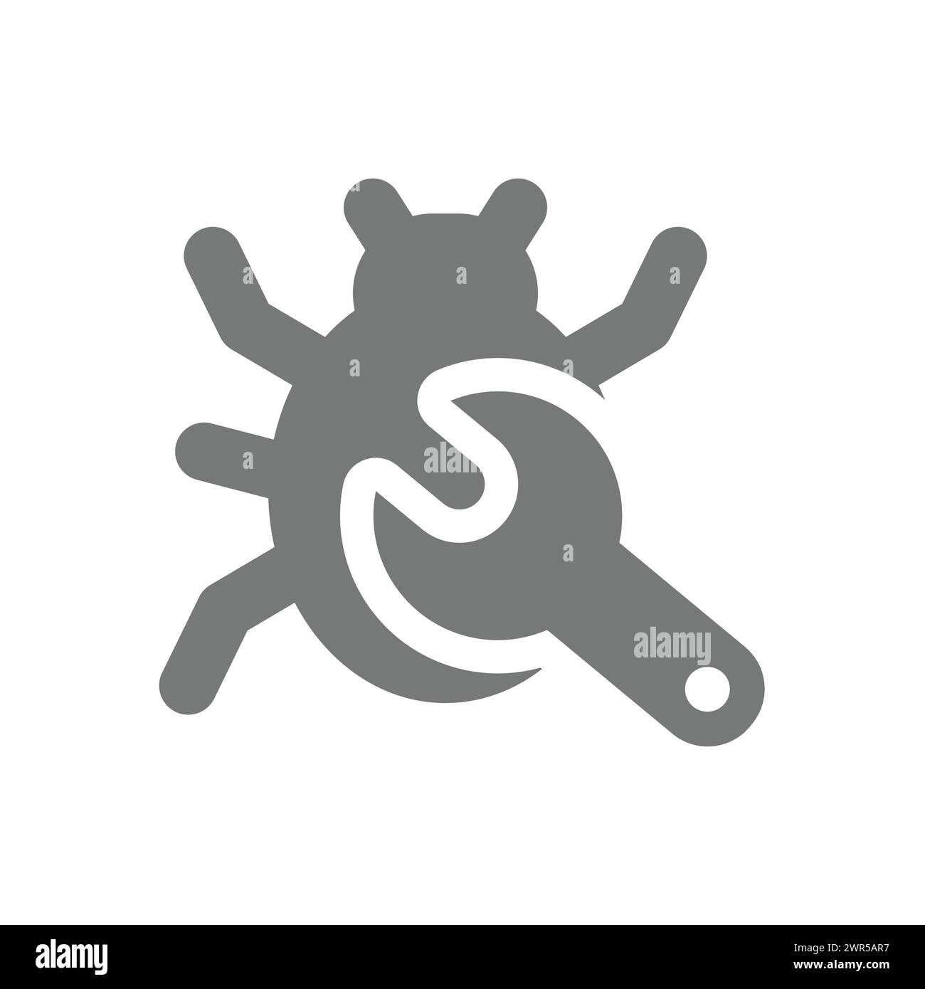 Débogage d'une icône de vecteur de logiciel malveillant ou de logiciel espion. Correction d'un bug ou d'un virus informatique. Illustration de Vecteur