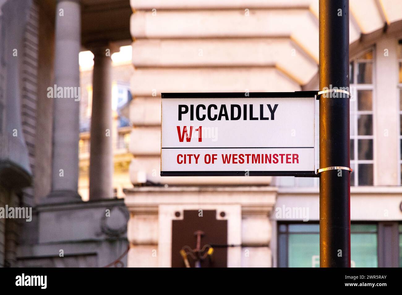 Panneau de rue pour Piccadilly W1, Londres, Angleterre Banque D'Images