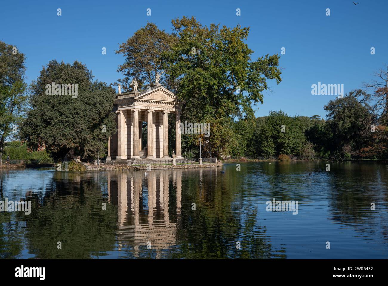 Une vue panoramique sur le temple d'Asclépius à Villa Borghese, Rome Banque D'Images