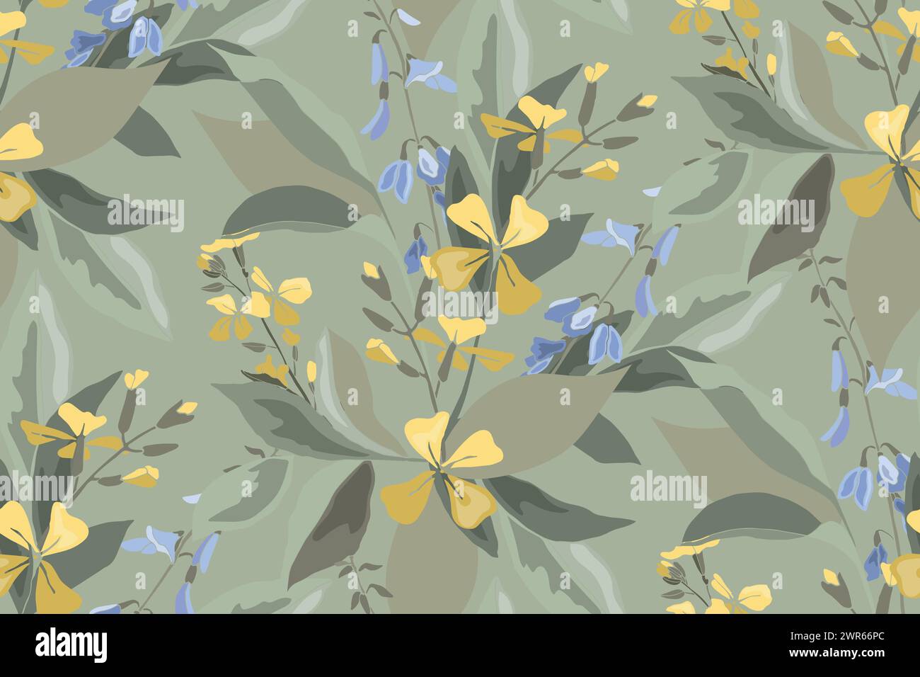 Motif floral vectoriel sans couture avec des fleurs et des herbes de prairie. Illustration de Vecteur