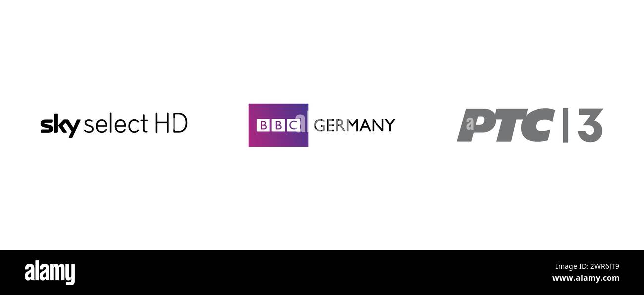 BBC Allemagne, Sky Select HD, RTS 3. Collection de logo de marque vectorielle. Illustration de Vecteur