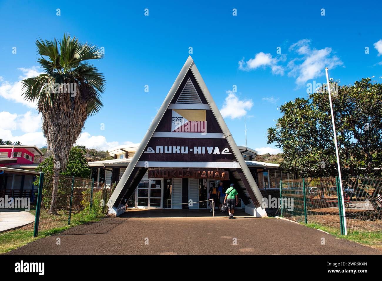 Aéroport de Nuku Hiva, îles Marquises, Polynésie française Banque D'Images