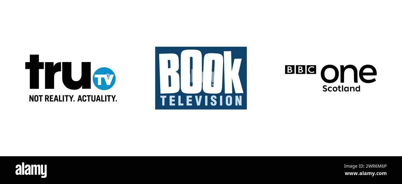 Book Television, Tru TV, BBC One Scotland. Collection de logo de marque vectorielle. Illustration de Vecteur