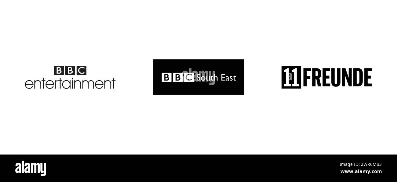 BBC Region South East, 11Freunde, BBC Entertainment. Collection de logo de marque vectorielle. Illustration de Vecteur
