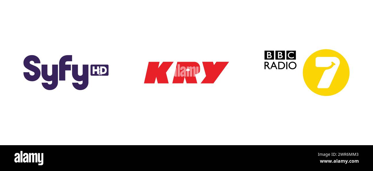 KRY, Syfy HD, BBC Radio 7. Collection de logo de marque vectorielle. Illustration de Vecteur