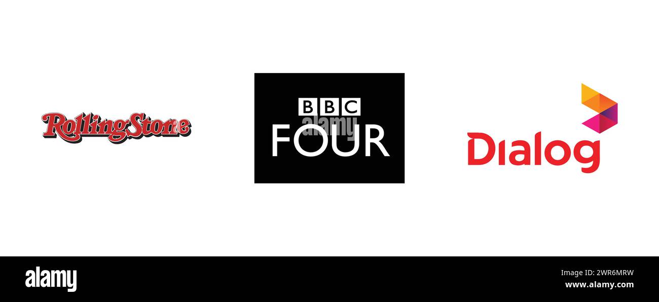 BBC four, Dialog Axiata, Rolling Stone. Collection de logo de marque vectorielle. Illustration de Vecteur
