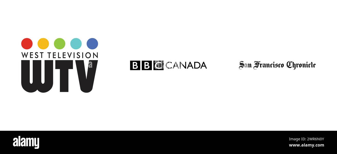 San Francisco Chronicle, BBC Canada, WTV, collection de logos de marque Vector. Illustration de Vecteur