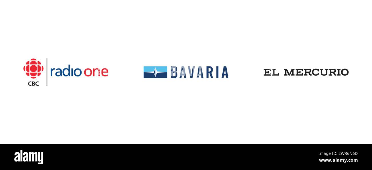 El Mercurio, Bavaria Yachtbau, CBC Radio One. Collection de logo de marque vectorielle. Illustration de Vecteur
