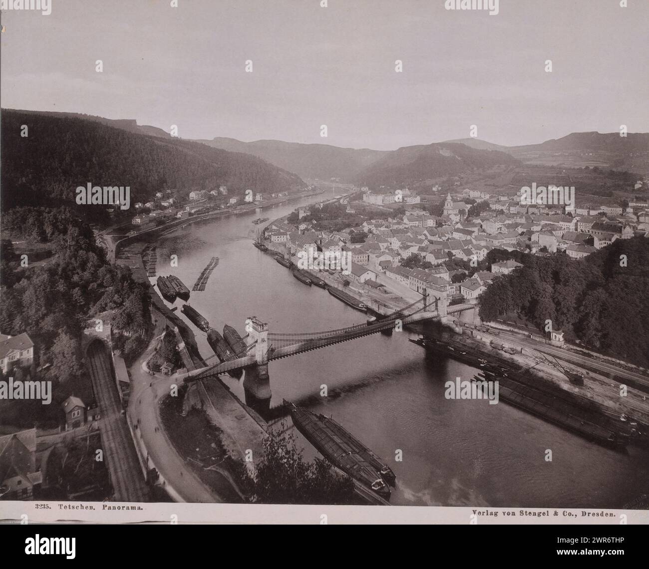 Stéréoscopie Ancienne - Château Et Pont Sur L'Elbe à Tetschen (Děčín) - Vers 1870
