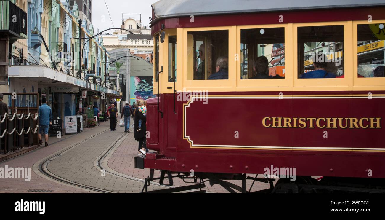 29/03/29 tramways, Christchurch, Île du Sud Nouvelle-Zélande Fiordland National Park. Banque D'Images