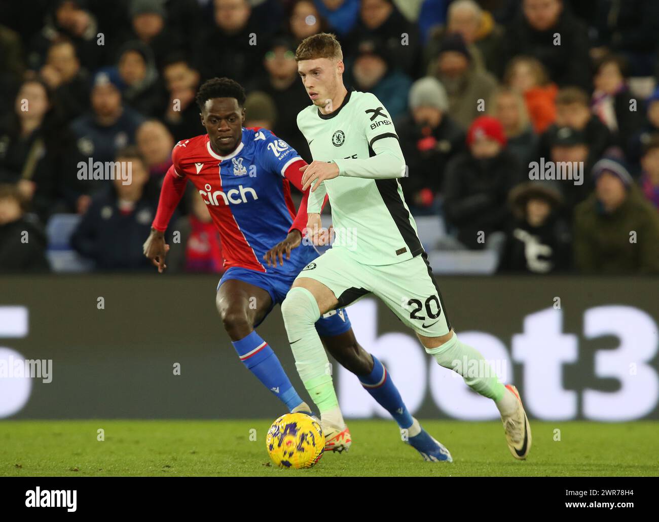 Cole Palmer de Chelsea. - Crystal Palace v Chelsea, premier League, Selhurst Park Stadium, Croydon, Royaume-Uni - 12 février 2024. Usage éditorial uniquement - des restrictions DataCo s'appliquent. Banque D'Images