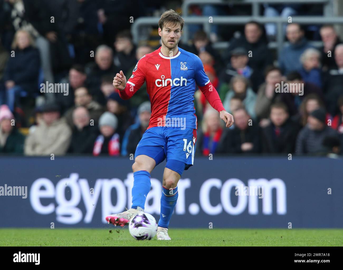 Joachim Andersen de Crystal Palace. - Crystal Palace v Burnley, premier League, Selhurst Park Stadium, Croydon, Royaume-Uni - 24 février 2024. Usage éditorial uniquement - des restrictions DataCo s'appliquent. Banque D'Images