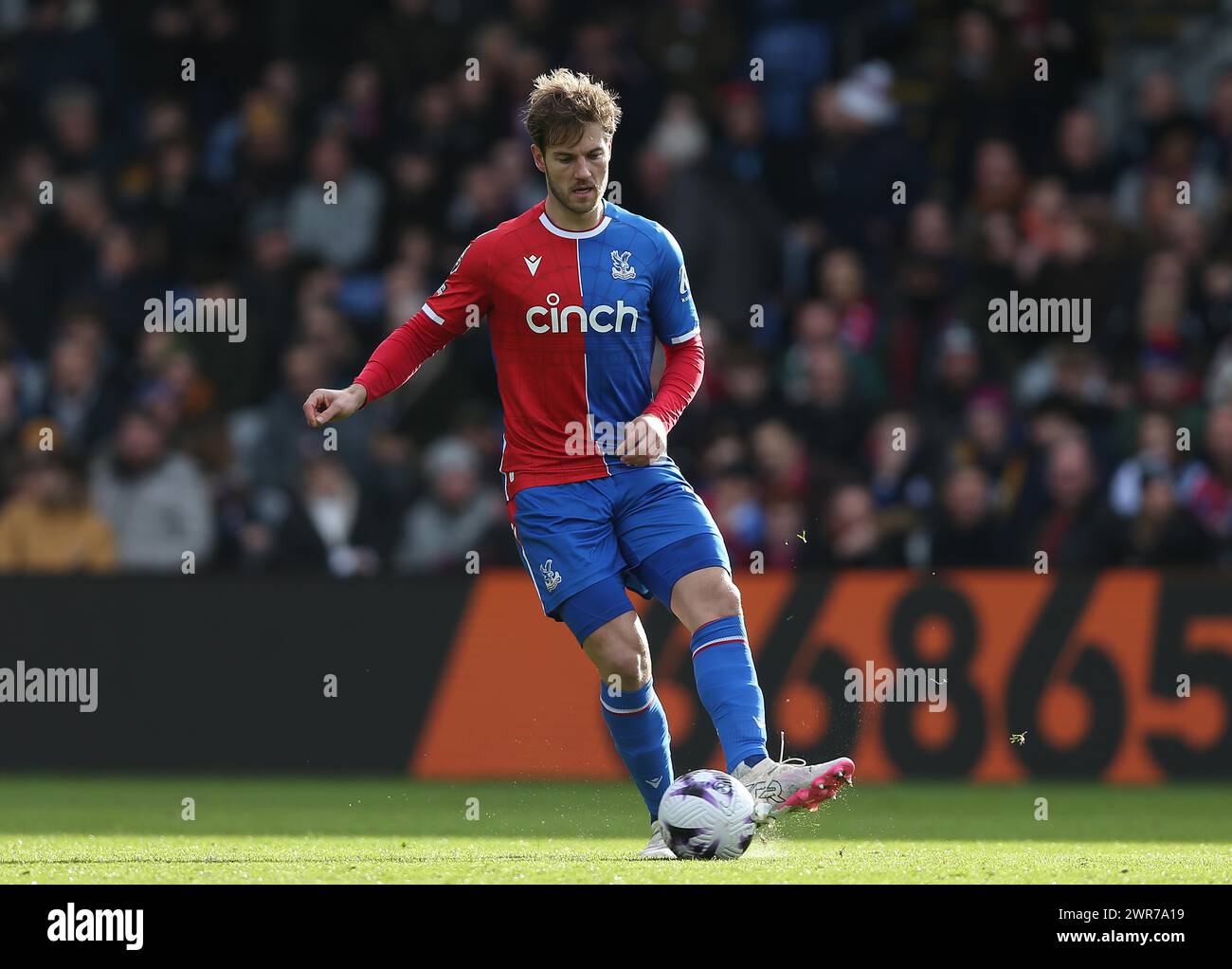 Joachim Andersen de Crystal Palace. - Crystal Palace v Burnley, premier League, Selhurst Park Stadium, Croydon, Royaume-Uni - 24 février 2024. Usage éditorial uniquement - des restrictions DataCo s'appliquent. Banque D'Images